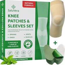 Warming Herbal Knee Patches with 2 Compression Sleeves-Self-Heating Relief 12 CT