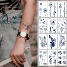 Herbal Juice Semi Permanent Waterproof Body Arm Chest Tattoo Stickers Flower