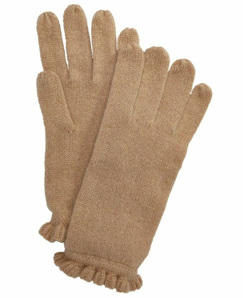 Charter Club 女式 100% 羊绒荷叶边针织手套-骆驼棕褐色-零售价 69.50 美元 — 第 4/4 张图片