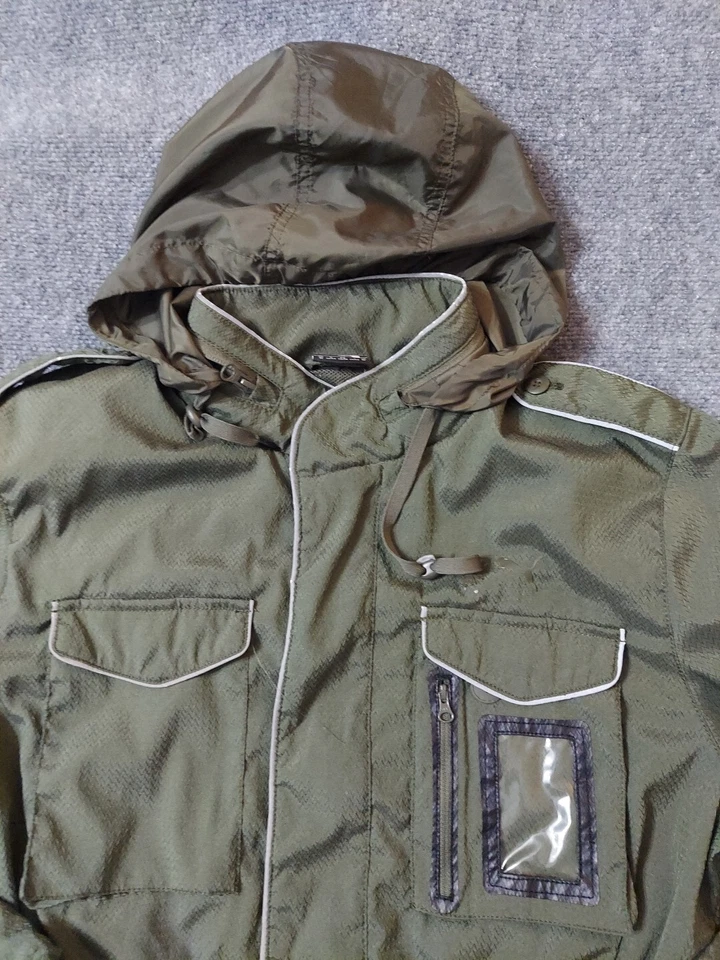 彪马 Mihara Yasuhiro 夹克男式 XL 绿色军用野战实用全拉链帽 — 第 2/4 张图片