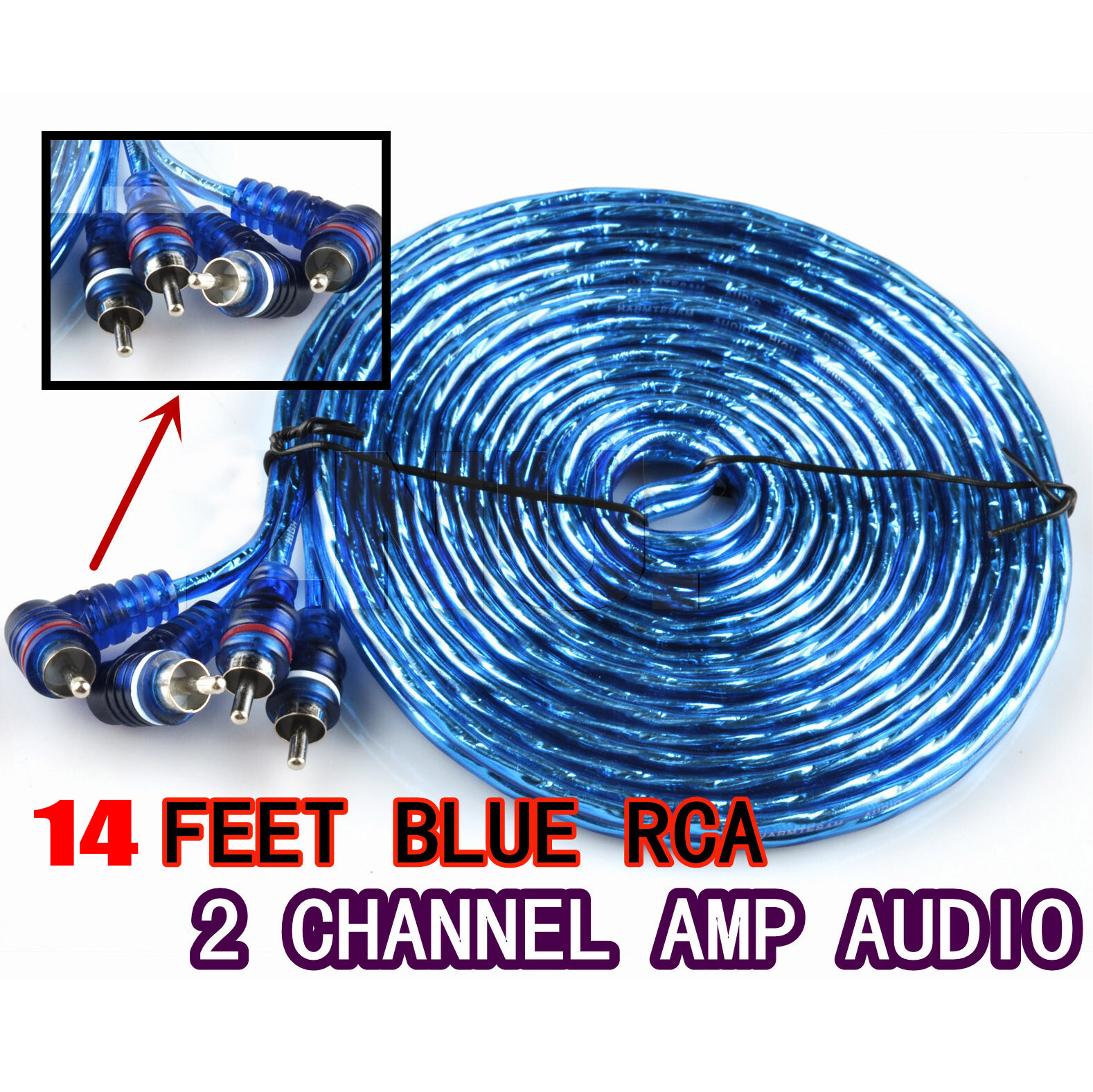 14' FT AMP Cable Car Audio Kit Amp Amplifier Install RCA Amplifier
