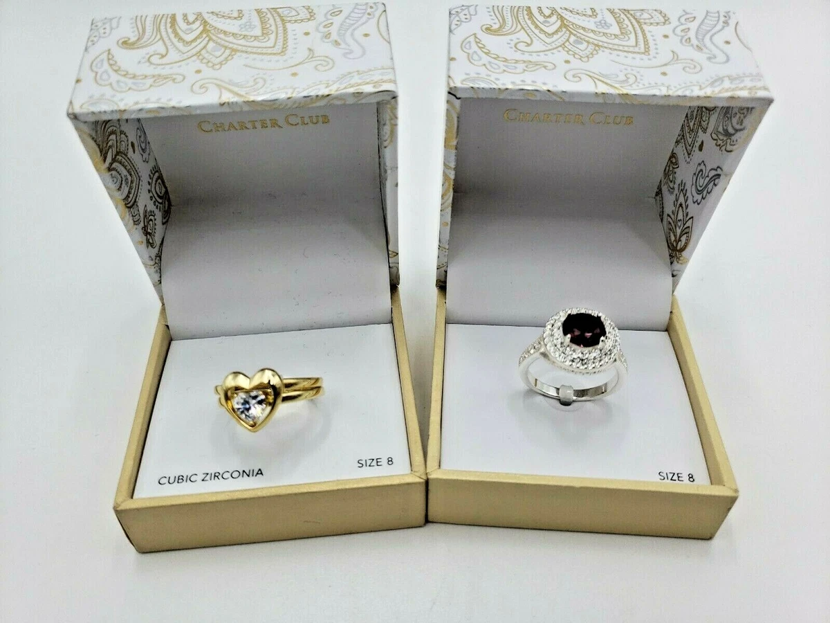 Lot of 2 Charter Club Rings Size 8 Cubic Zirconia New Free Shipping