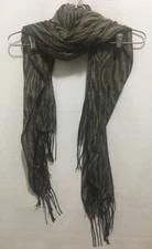 100% Pashmina.Scarf Shawl Wrap Zebra Animal Print Black Gold Tassels 