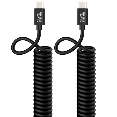 SILVER MONKEY USB-C Kabel 1m Schwarz Laden Datenübertragung Federkabel black