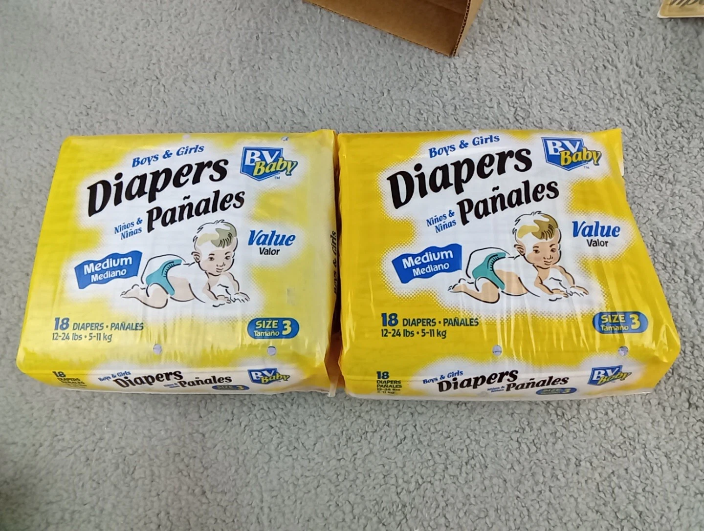 2x ‘BV Baby’ Disposable Baby Diapers 18ct Size 3 12-24 Lbs MADE IN USA
Opens in a new window or tab