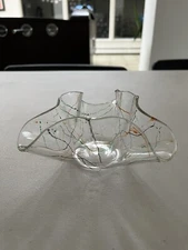 Fused Stained Glass Colorful Splattered Paint Art Sculpture Trinket Dish Bowl