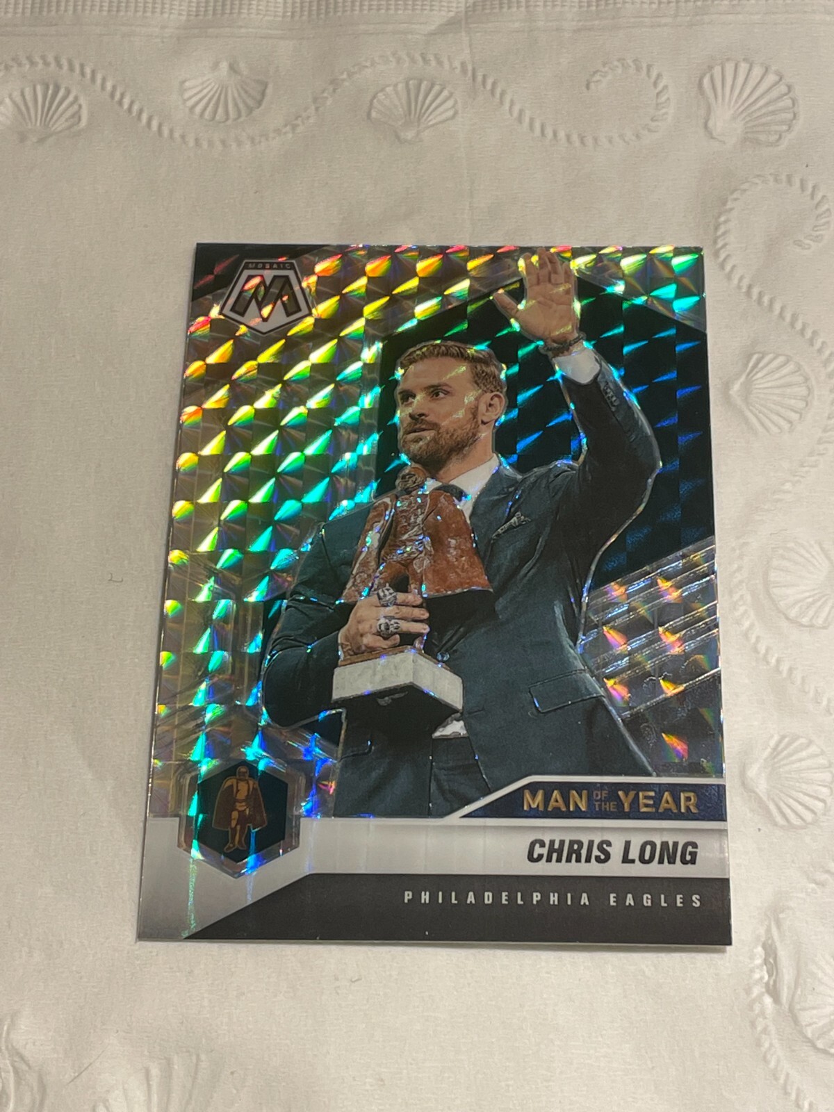 Chris Long 2021 Mosaic Football Man of the Year Silver Prizm #271 Eagles
