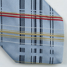 Vintage 60s 70s Terylene Blue Gold Red Plaid Mens Neck Tie 59x4 Retro Disco