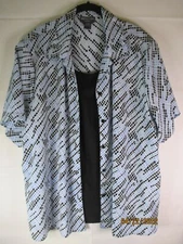 Notations Woman Black/Light Blue Two-Fer Short Sleeve Blouse B10 - Size 22W