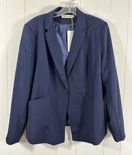 NEW MODFUL Womens Navy Blue Business Blazer Office Jacket Size Large L