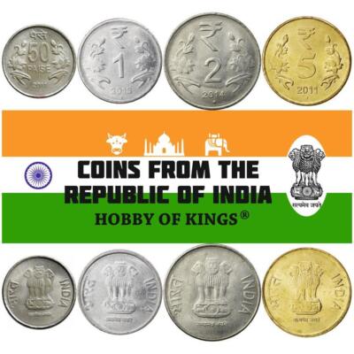 India | 4 Coin Set | 50 Paise 1 Rupee 2 5 Rupees | 2011 - 2019 | eBay