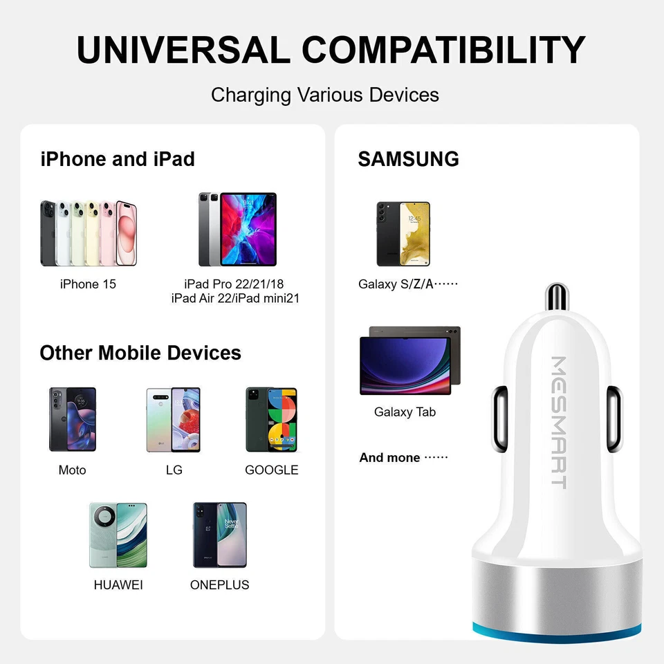 LOTE AL POR MAYOR 10 Cargador de Coche DOBLE PUERTO USB para iPhone Samsung UNIVERSAL Foto 2 de 4