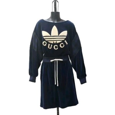 GUCCI x Adidas Navy Blue White Dress Sz XXS Fits Small Cotton