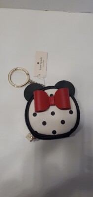 Kate Spade X Disney Minnie Mouse Coin Purse Bag Charm Black Polka