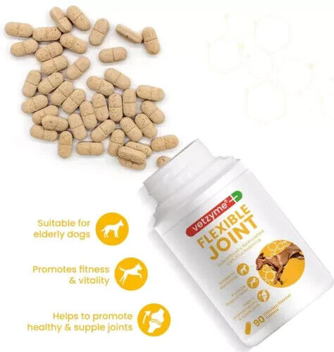 90 Count Vetzyme Flexible Joint Tablets for Dogs, Hip & Joint Care Supplements - Picture 4 of 9