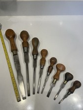 Vintage Cabinetmakers Flat Screwdrivers Wooden Handles
