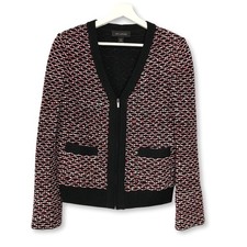 ST. JOHN Knit Caviar Multi Regatta Tweed Zip Front Cardigan Jacket Size P Luxury