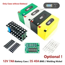 12V 3S 7P Li-ion Battery Pack Storage Case Box w/Display +3S 40A BMS+Nickel ADE