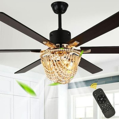 Oaks Aura Arthur 65 in. Black Farmhouse Ceiling Fan with Light & Remote DC6508