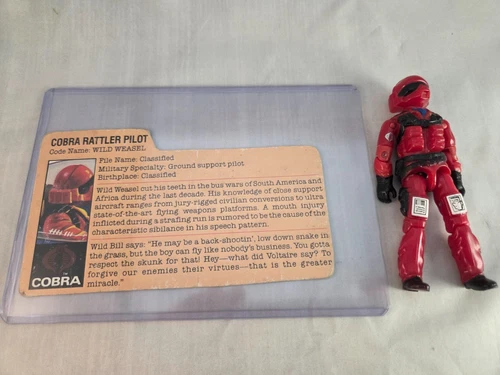 Gi Joe Hasbro 1984 Wild Weasel Pilot Figure File Card Vintage ARAH 3.75 Complete
