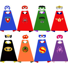 Halloween Black Red Cape Cloak Super Hero Costume Kids Adults