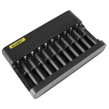 10 Slot Battery Charger Smart 3.7V Li-Ion Charging For 26650 1865 16340 14500