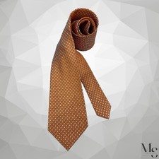 ERMENEGILDO ZEGNA Orange Geometric Silk Tie Made In Italy 58  -3.7" EX COND