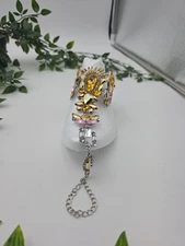 Rhinestone Foot Jewelry Chain Barefoot Sandal Anklet Gems Jewels Amber & Pink