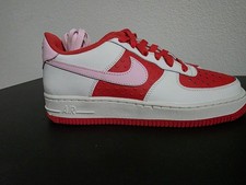 Valentines Nike Air Force 1 Girls Low Top Sneakers Summit White Pink Red 5.5Y