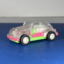 Vintage Clear Pink & Green Volkswagen Bug Diecast Toy Car