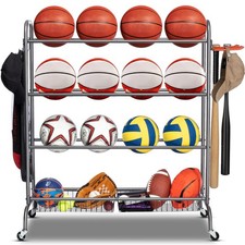 Basketball Rack, Rolling Basketball Shooting Training Stand,Sports Equipment Sto