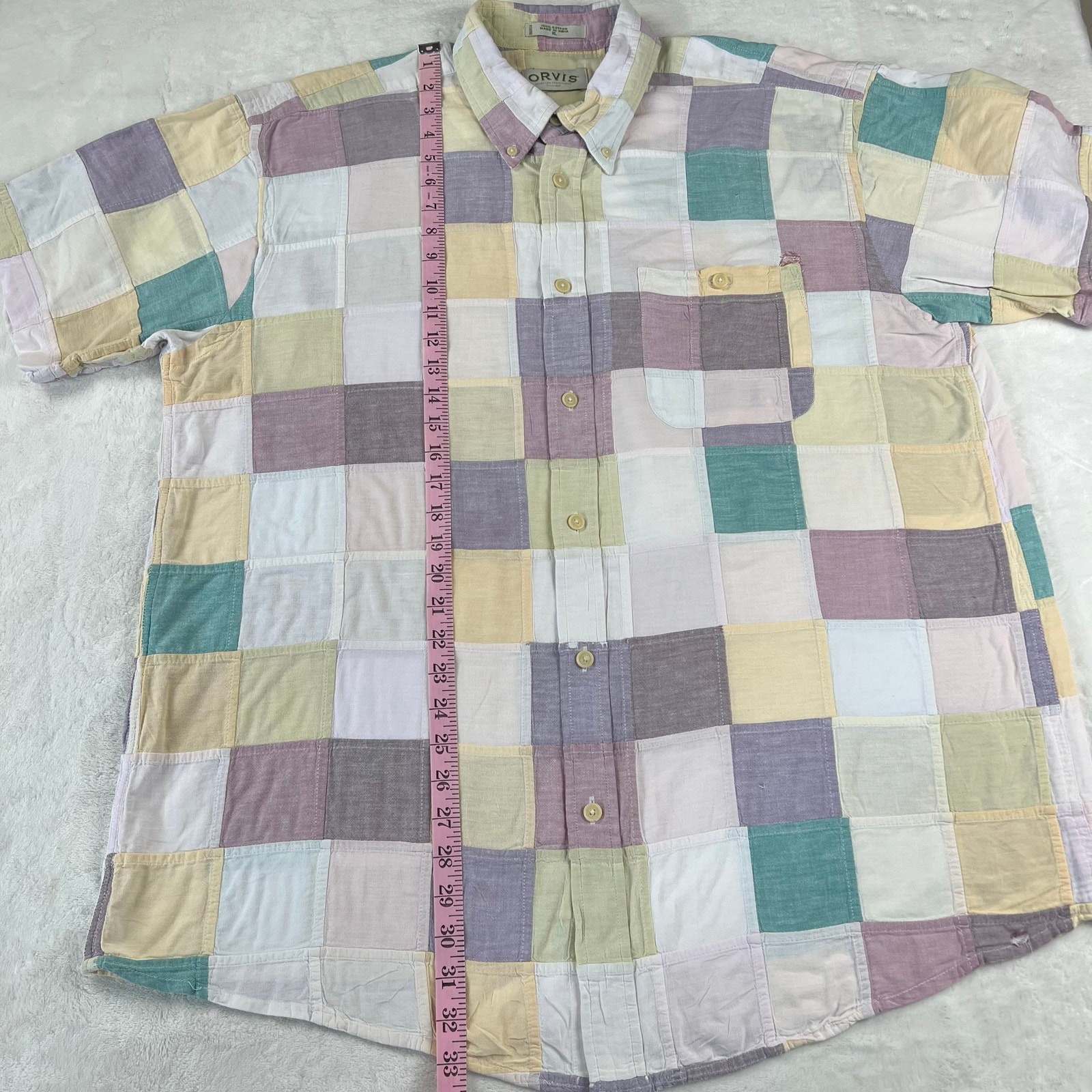 Orvis Color Black Patchwork Button Down Shirt Men… - image 6