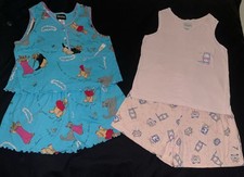 Vintage Pajamas Womens L Tank Top/shorts Sets X2 Lot Kittens Cats Rocket Wear