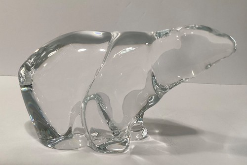 Vintage Hadeland Norwegian Crystal Polar Bear Figurine - Large Size 6 1/4 x 4”