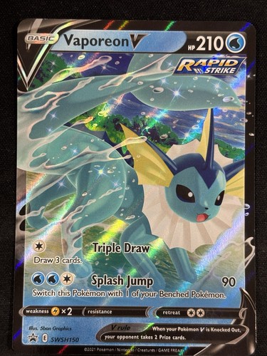 Pokémon Vaporeon v SWSH150 Sword & Shield Promo Card Holo Black Star