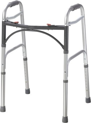 2-Button Standard Foldable Walker for Seniors & Adults - Adjustable Legs - Light