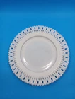 Milk Glass Reticulated Plate Oval & Dot Pattern Vintage Collectible 8" MCM Vtg