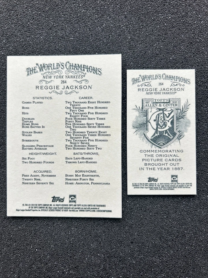2018 Topps Allen & Ginter - Reggie Jackson #264 Base Card Plus Mini Card - Image 2 of 2