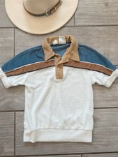 Kennington Vintage Boys 1970s Terrycloth Polo Medium Soft Blue