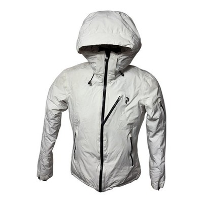 Peak Performance Goose Down Feathers Jacket Womens Size S 36 Hooded WhiteFLAWS