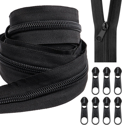 #ad 10 Yards Black Nylon Coil Zipper #5 with 20 Metal Sliders Bulk Roll for DIY Sewi $13.99