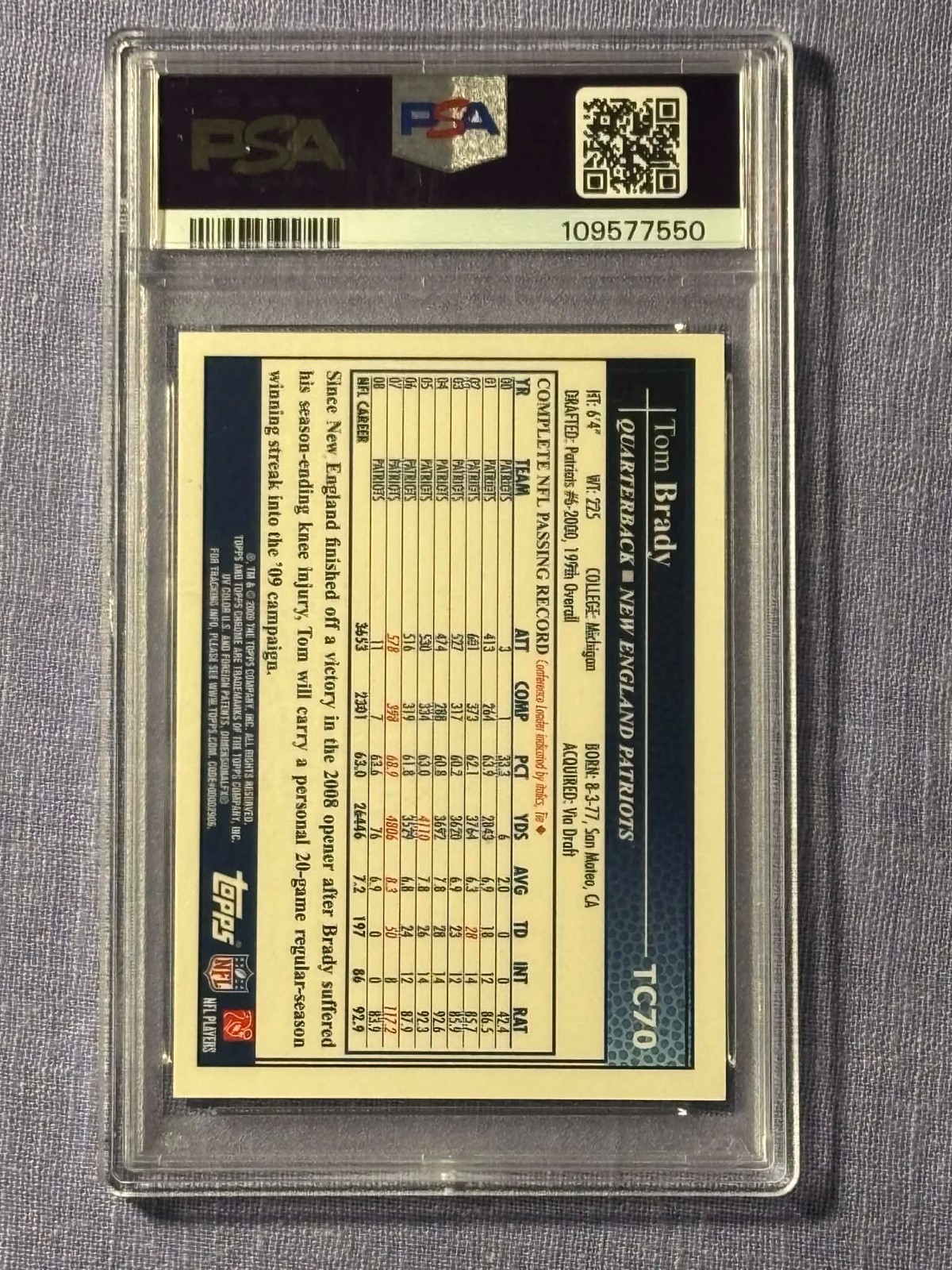 2009 Topps Chrome TOM BRADY Auto Autograph PSA/DNA 10/10 Pop 3 view 2
