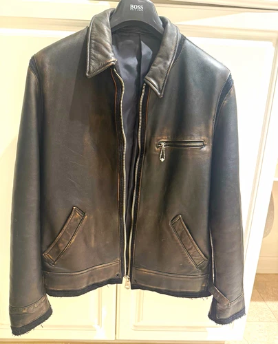 MIHARAYASUHIRO Men’s deep brown Leather Jacket large tagged 52 Japan Japanese - product listing photo