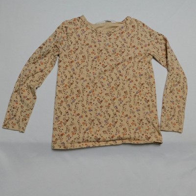 H&M Girls Floral Long Sleeve T-Shirt Cream Size 6-8Y (122/128) Casual Top