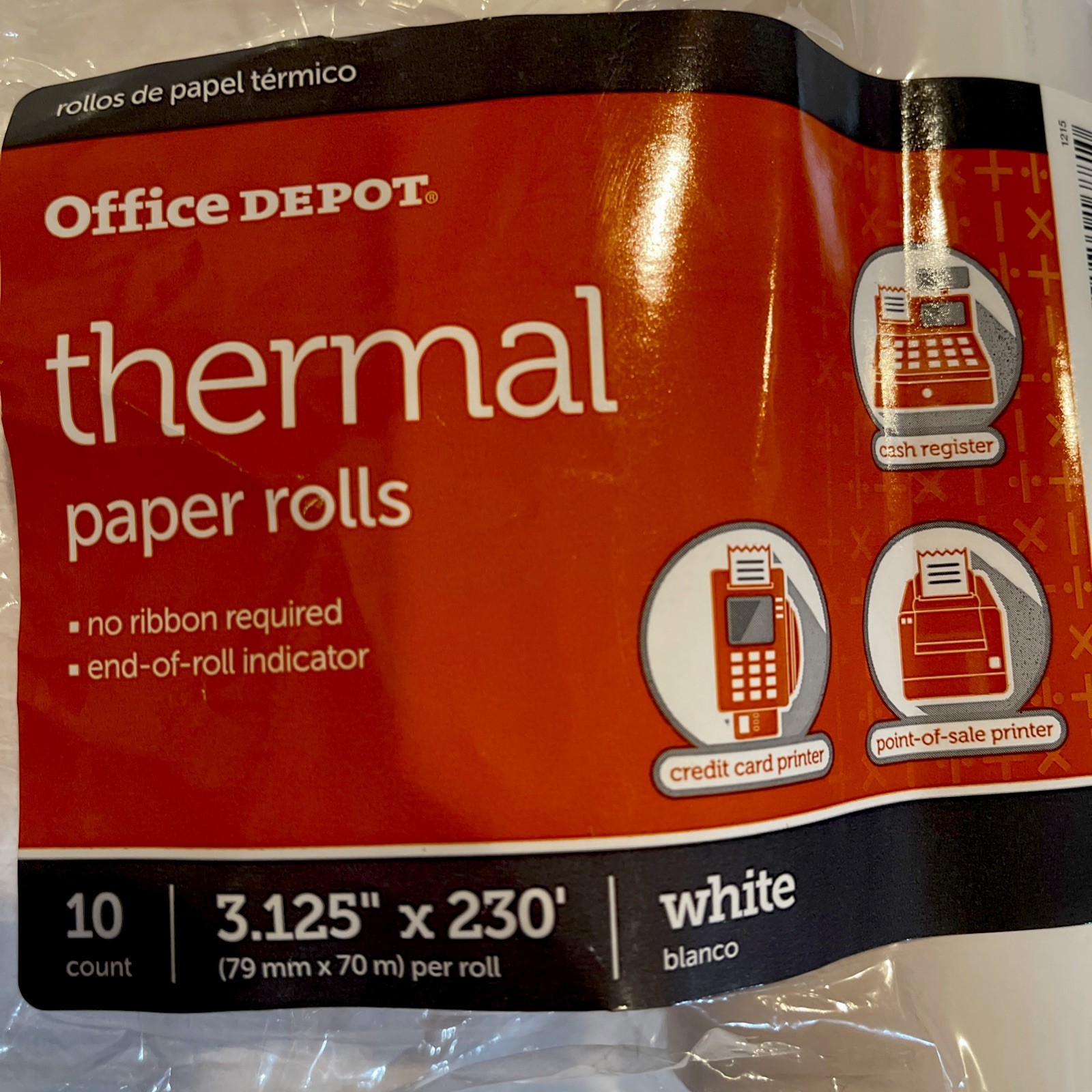 Office Depot Thermal Paper rolls 3.125" x 230' Cash Register, Credit Card,