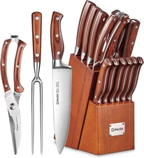 Knife Set Kitchen, 16 Pieces German Stainless Steel Professional,Knife Block Set
