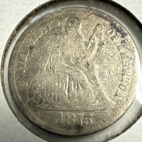1875 CC Seated Liberty Dime VG Details - Cleaned
