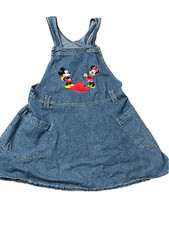 Vtg Mickey mouse heart denim overall dress, size small