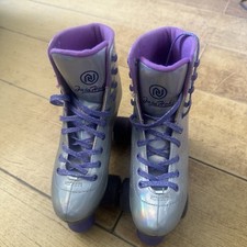 JAJAHOHO Women's High Top Roller Skates Silver Holographic - Size 6