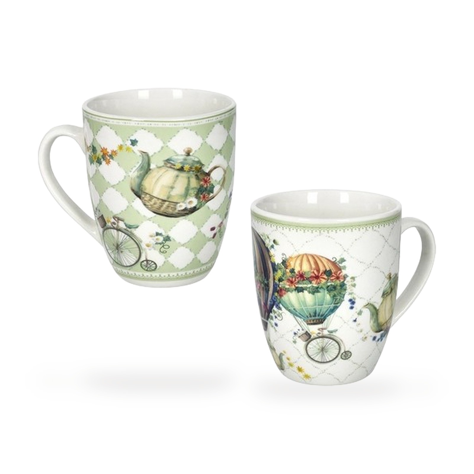 Set 2 colazione mug Wonderland Brandani porcellana decoro mongolfiere